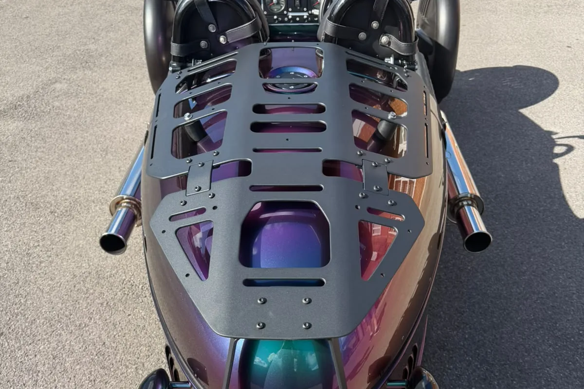 The M3W luggage rack seen from above, fitted to the rear deck